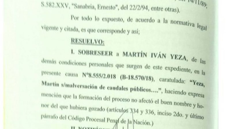 Martín Yeza sobreseído – Postura de Estanga